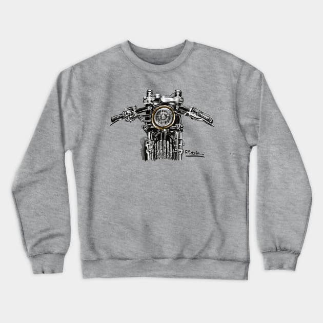 Cafe Racer Head light Crewneck Sweatshirt by Francohanekom